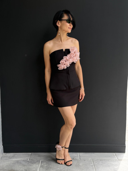 Fleur corset with pink peonies