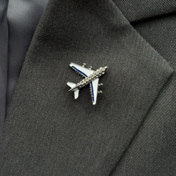 Брошь Самолет в серебре