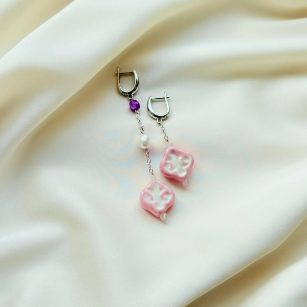 Серьги Айша-Биби розовые