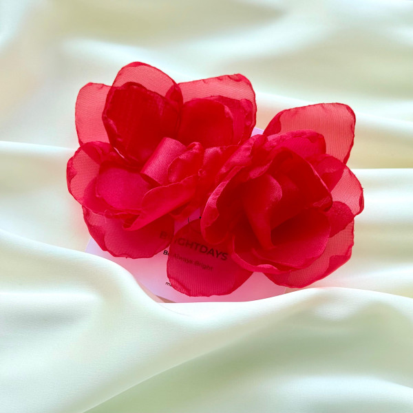 Серьги Пион красные