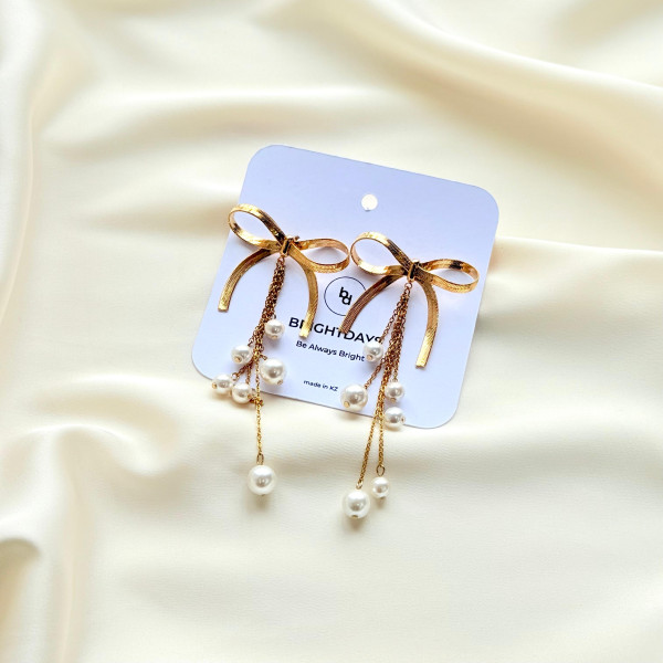 Серьги Золотые бантики