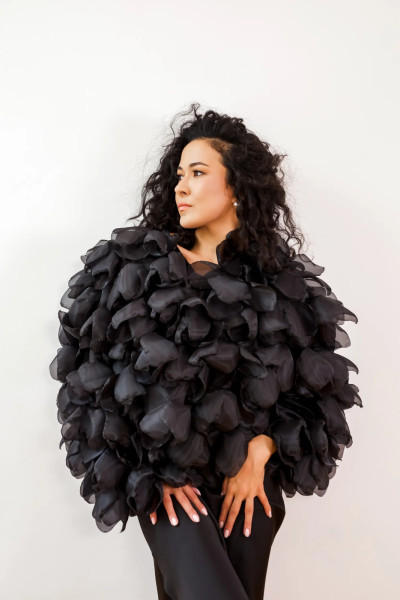 Бомбер Черный Органза