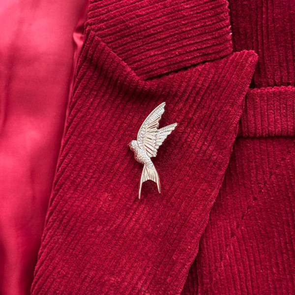 Брошь птица в серебре