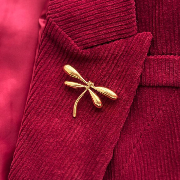 Брошь стрекоза-минимализм в золоте