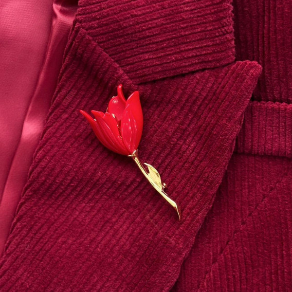 Брошь тюльпан красный