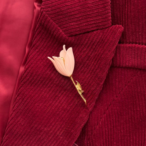 Брошь тюльпан нежно-розовый