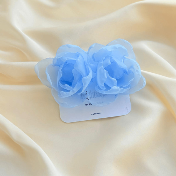 Серьги пионы голубые