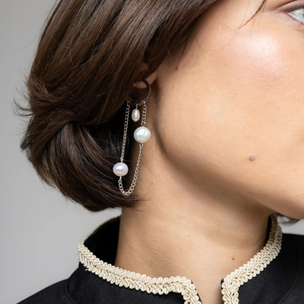 Серьги "Жемчужная геометрия" в золоте