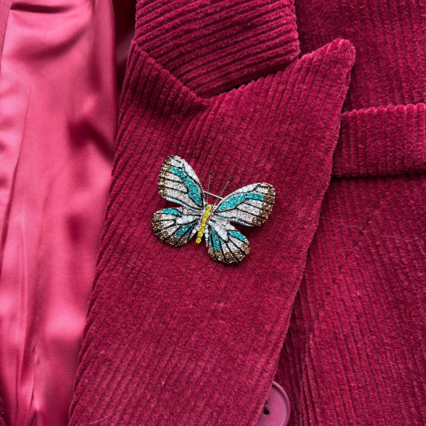 Брошь «Сияющая бабочка» голубая