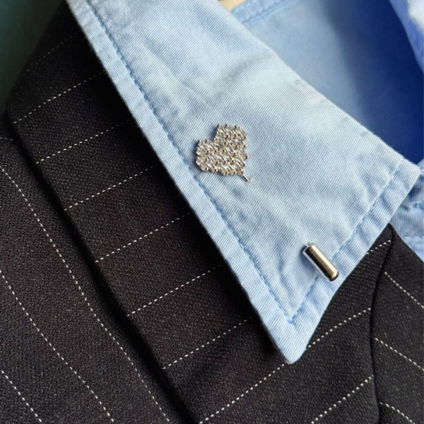 Брошь-булавка сердце в серебре