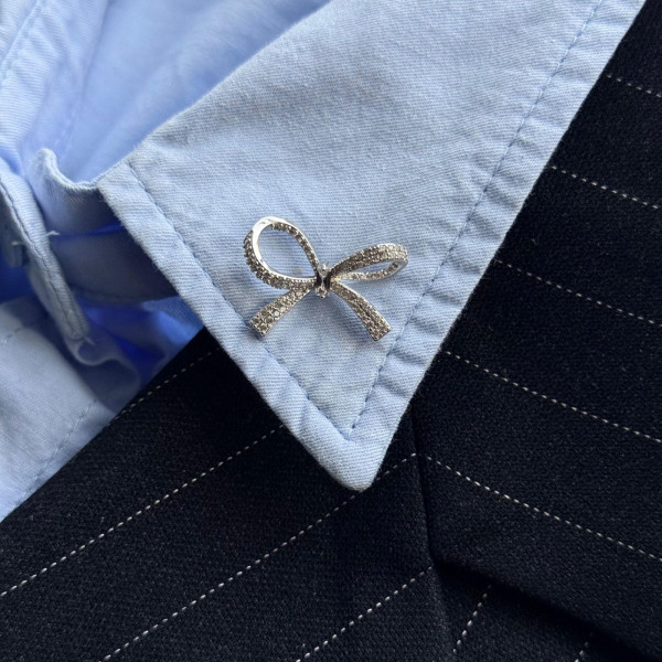 Брошь-пин бантик в серебре